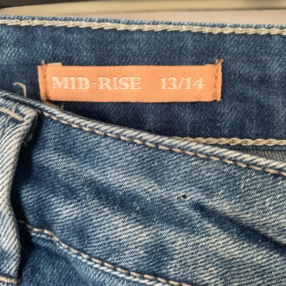 ELITE JEANS 13/14 Mid Rise Blue Denim Distressed Ankle Jeans - Picture 7 of 13